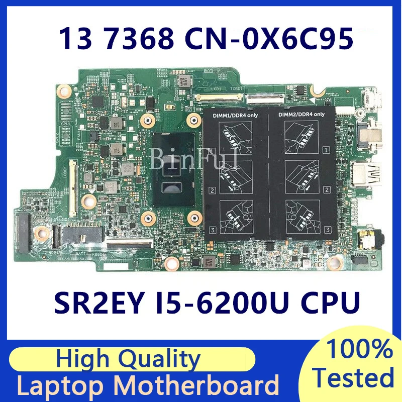 CN-0X6C95 0X6C95 X6C95 Mainboard For Dell Inspiron 7368 7569 With SR2EY I5-6200U CPU Laptop Motherboard 100% Fully Tested Good