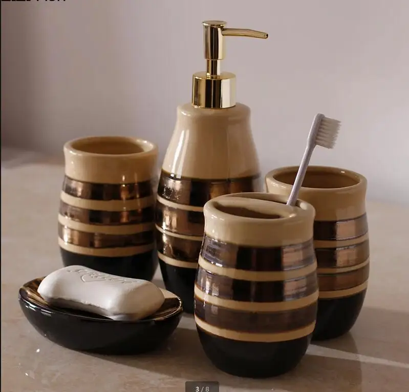 European Style Bathroom Wash Kit Accessories Set Mouthwash Cup and Toothbrush Holder Home Hotel Hand Sanitizer Bottle