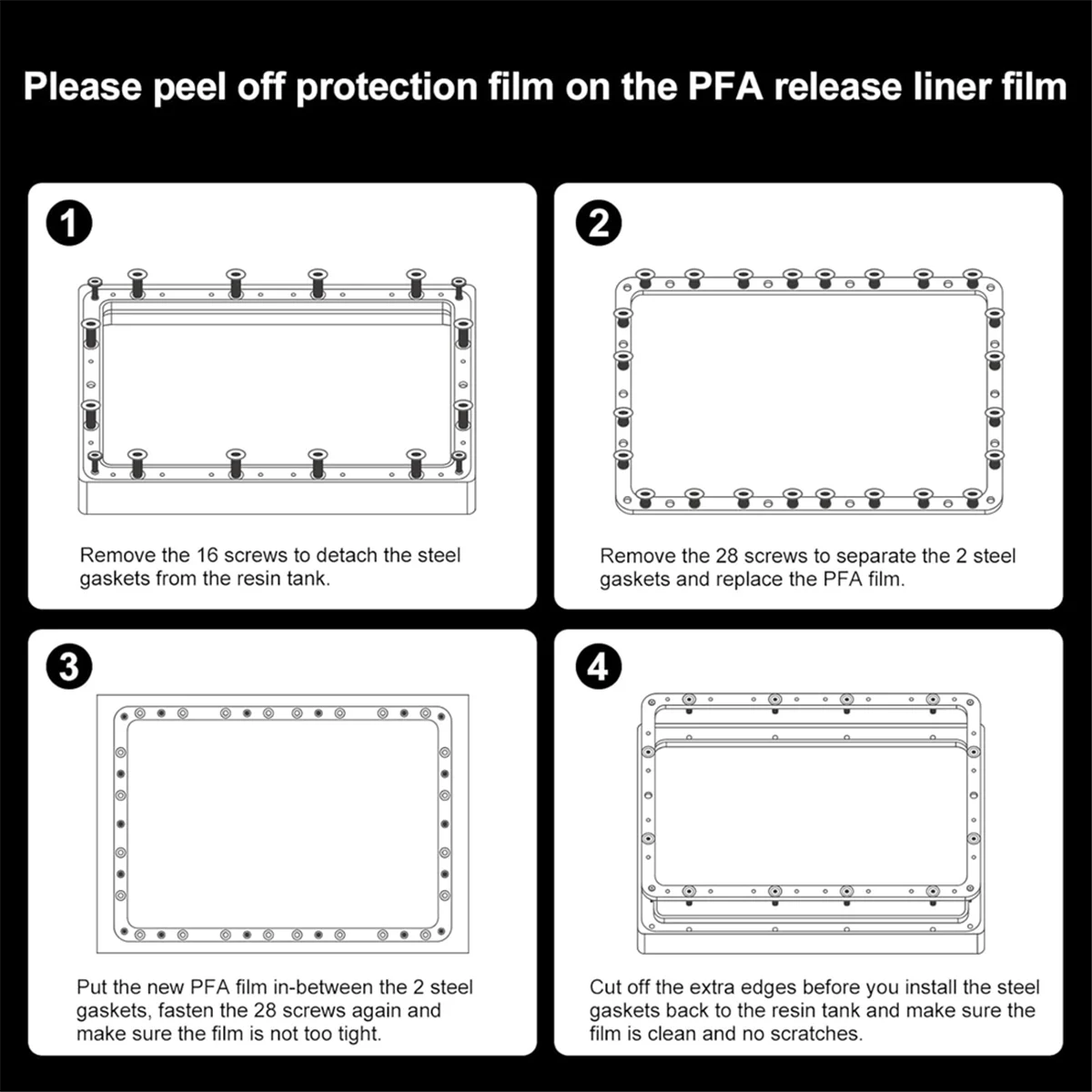 Qy-3PCS PFA إصدار بطانة فيلم 273 × 176 مم لـ ELEGOO Saturn 3، Saturn 2 PFA Film للطباعة ثلاثية الأبعاد