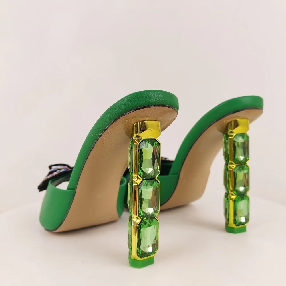 Strass Bogen Runde Kopf Mode High Heel Hausschuhe Schuhe Frauen Zapatos Mujer