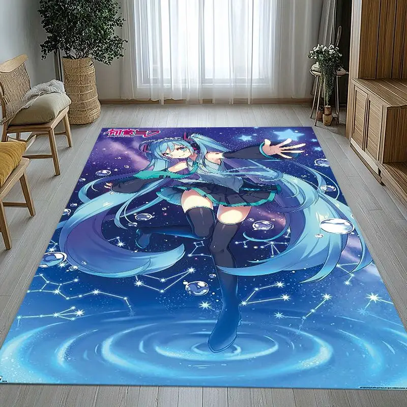 Japan Music Girl M-MIKU Cute Cartoon Soft Non-Slip Area Rug for Living Room,Bedroom Playroom Carpet Mat for Sofa,Home Decor Gift
