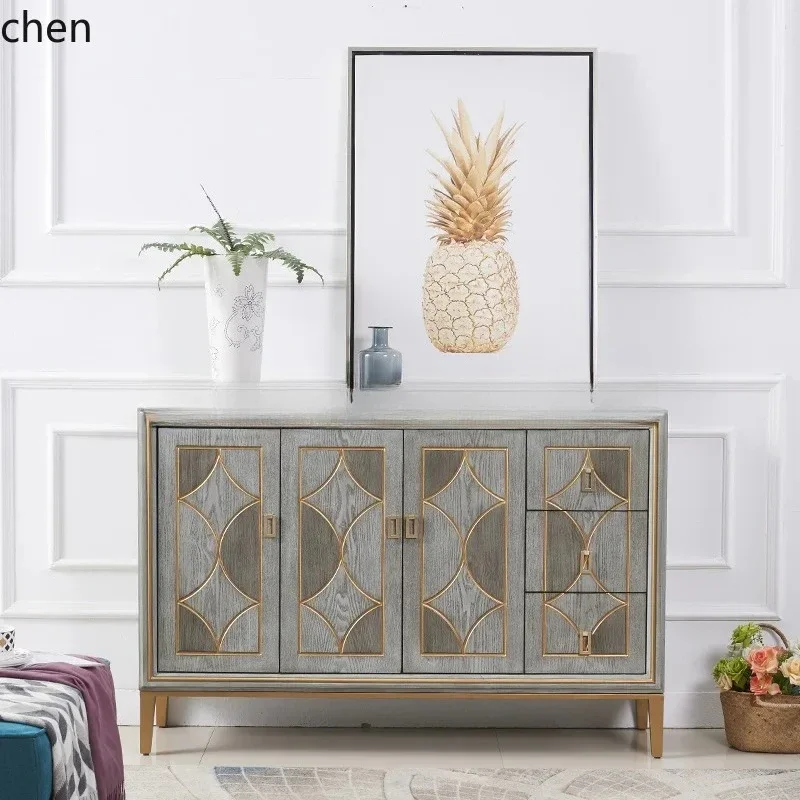 Sideboard Cabinet Living Room Tea Water Household Bowl Plate  Three-Drawer Cabinet Multi-Functional Entrance Cabinet
