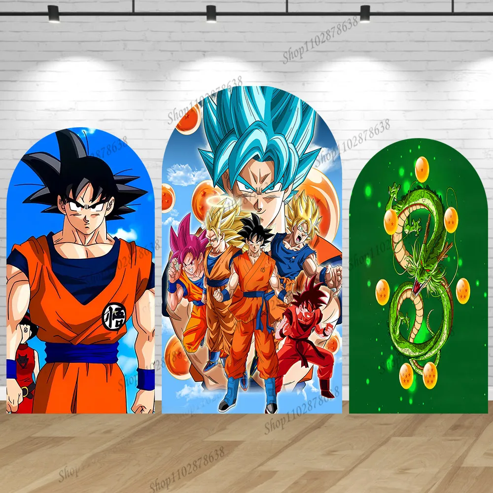 Boog Achtergrond Cover Son Goku Dragon Ball Thema Jongen Verjaardagsfeestje Achtergrond Decoratie Baby Douche Saiyan Kakarotto Banner Prop