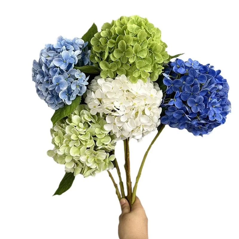 

Blue Artificial Hydrangea Flowers Real Touch Artificial Hydrangea Branches Decoration Wedding Bouquet Flower Arrangement