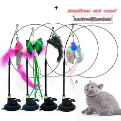 Varita de juguete para gato, pluma esponjosa con campana, palo succionador, juguetes interactivos para gatos, gatito, caza, ejercicio, producto para mascotas