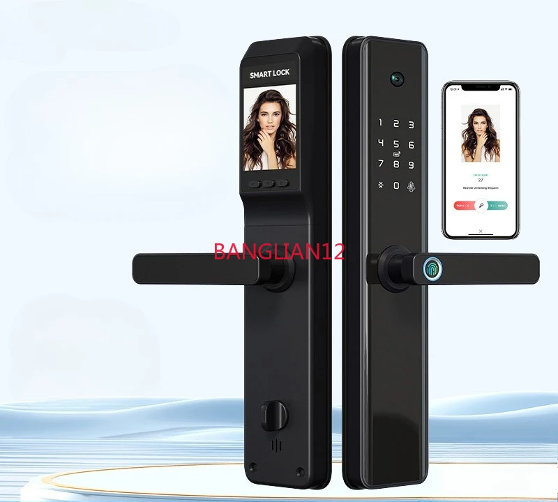 Multifunctional graffiti Wifi fingerprint lock Metal anti-theft cat eye intercom lock