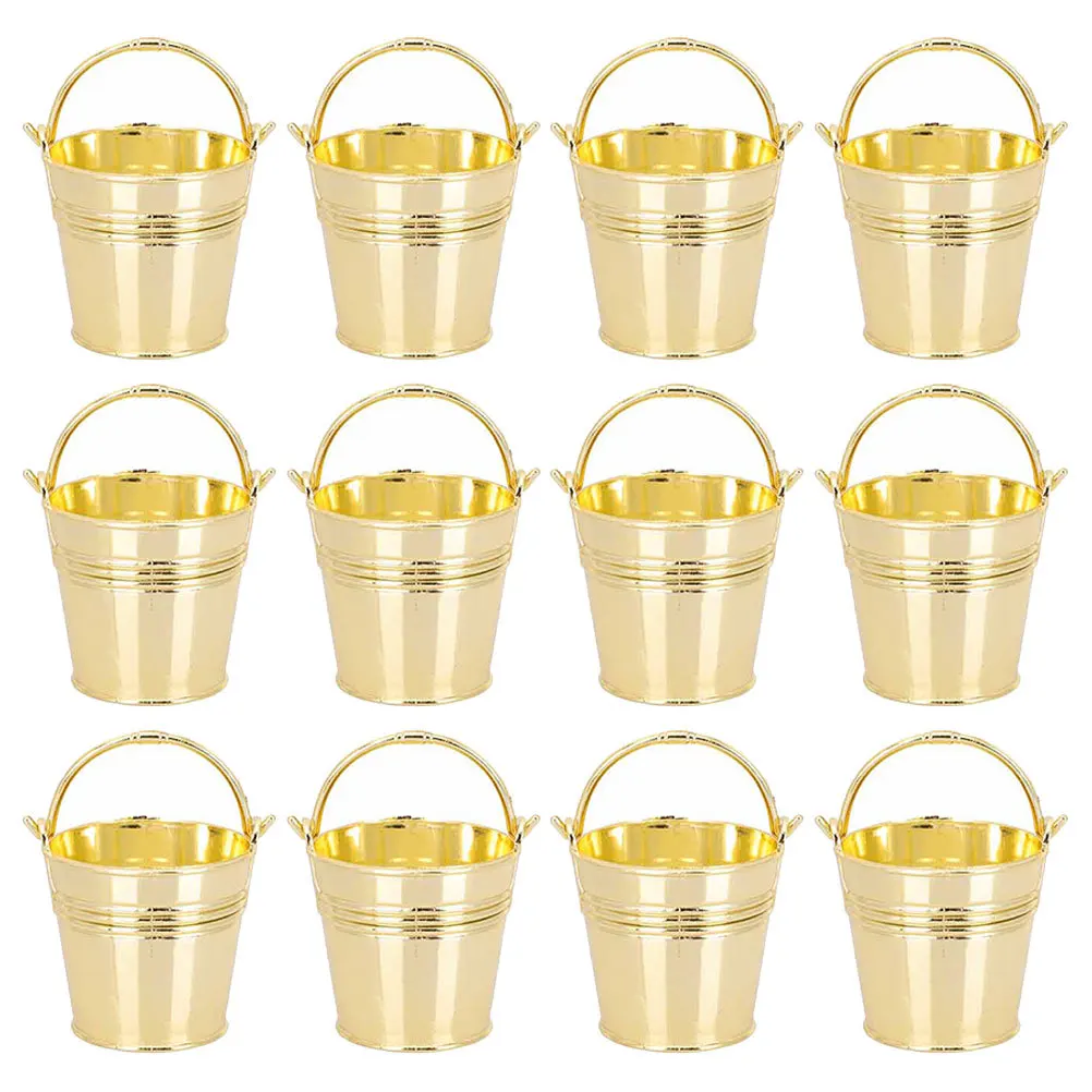 

12pcs Small Candy Bucket Wedding Favor Holder Gift Box For Chocolates Treats Party Decorative Storage Tin Buckets Plastic Handle