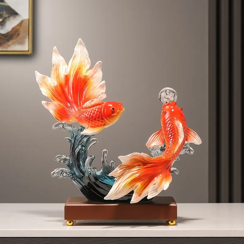 Home Decor Statuette Every Year,Entrance Key Storage Ornament,Living Room TV Cabinet Office Desk Fish Statue Decoration Gift