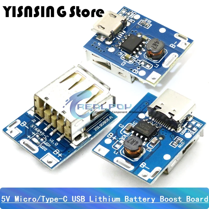 5V Boost Converter Step-Up Power Module Lithium Battery Charging Protection Board LED Display USB For DIY Charger 134N3P TYPE-C