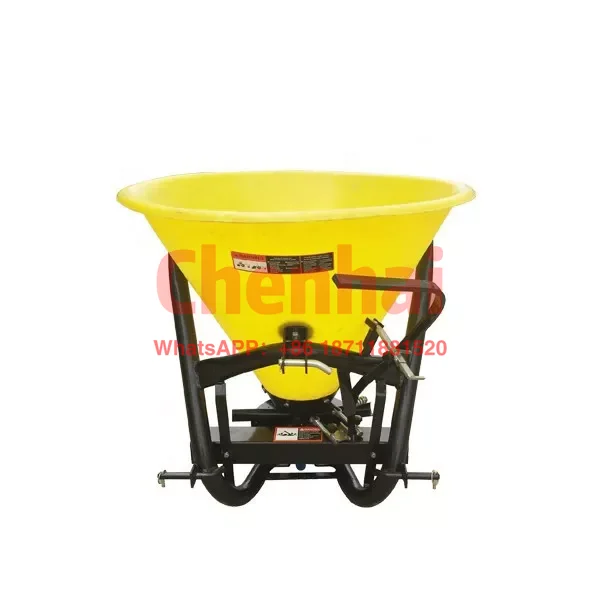 

Agricultural fertilizer spreader tractor standard 3 point hitch fertilizer spreader iron bucket fertilizer applicator