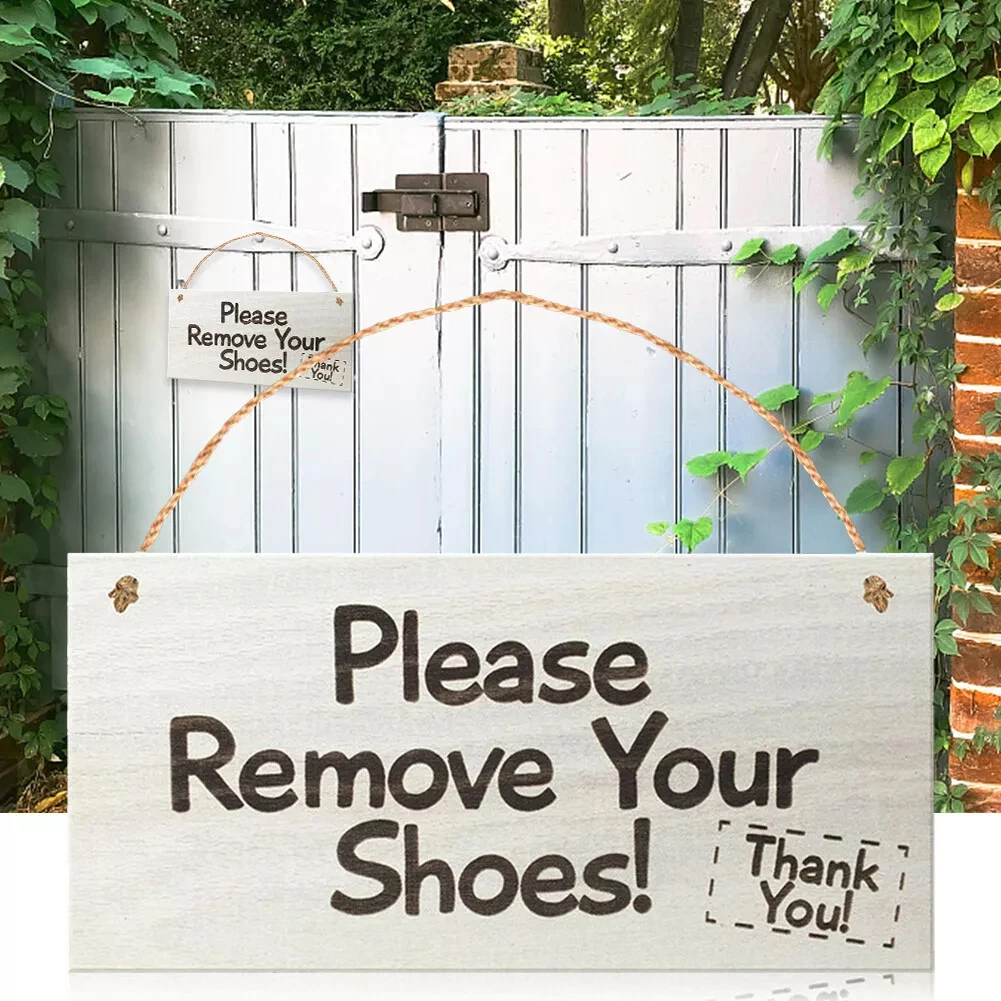 1pcs Take Off Your Shoes Door Sign, Welcome Metal Tin Sign Please Remove Your Shoes Sign For Home Front Porch Door Decoration