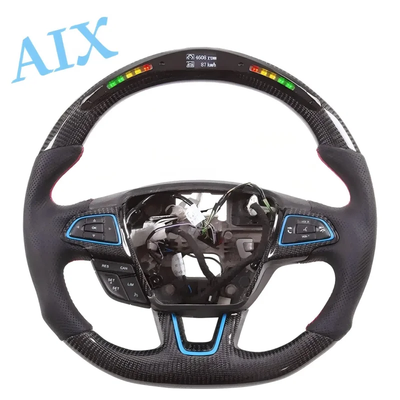 

Светодиодный гоночный руль из настоящего углеродного волокна для Ford Mondeo Fusion Edge 2013-2020, руль из углеродного волокна