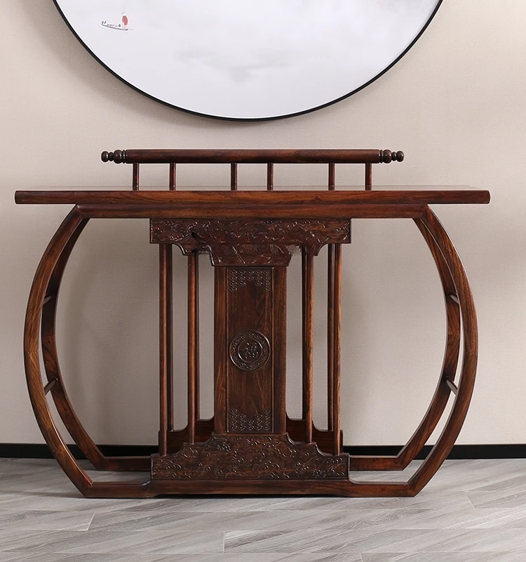 Home Entrance Cabinet New Chinese Style Console Tables Solid Wood Foyer Art Console Log Strip Altar Modern