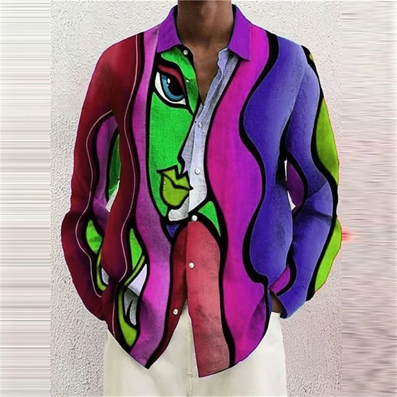 Funny 3D Printed Long Sleeve Shirts For Men Women Tops Casual Lapel Birthday Party Shirt High Quality Hombre Ropa Camisetas Male