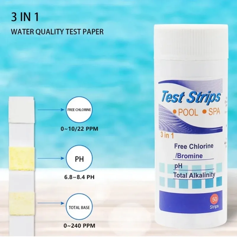 

50PCS Water Quality Test Strip Multipurpose 7 in 1 Aquarium Test Strips Water pH Test Tools for Fish Tank Swimming Pool