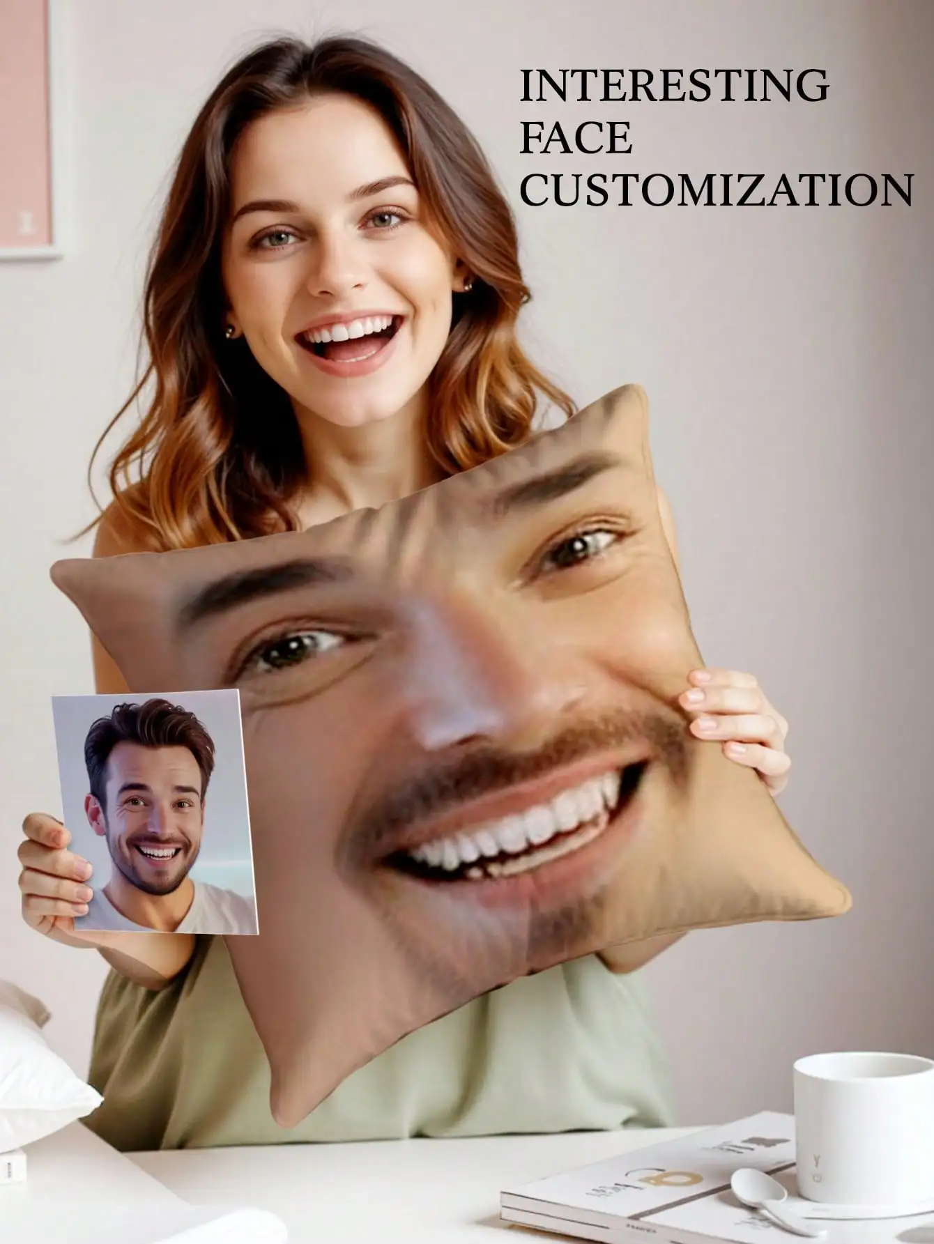 1pc Custom Face Square Pillow Personalized Photo Pillow Funny Gift for Him Her Sofa Car Decor Cover Insert view 4