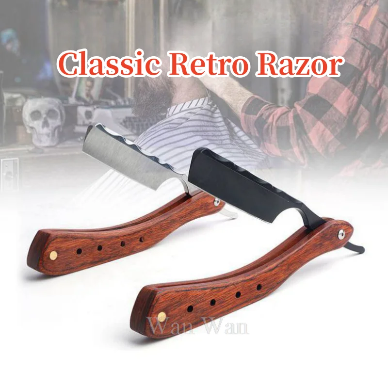 

New Style Razor Manual Folding Shaver Kirsite Wooden Beard Trimmer Men's Sharp Shaving Tools Already Cutting Edge Blade Y0630