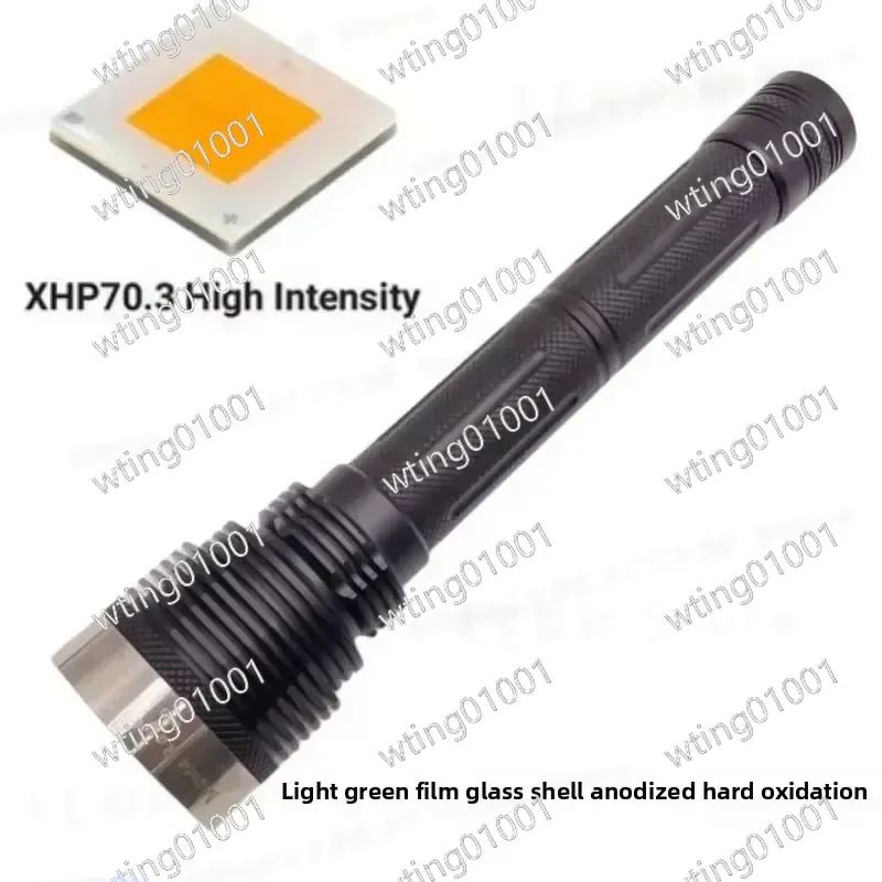XHP70.3 LED Flashlight Flat Head 45W 4500LM Super Bright Dual 21700 Lithium Battery Strong Light for Outdoor Camping