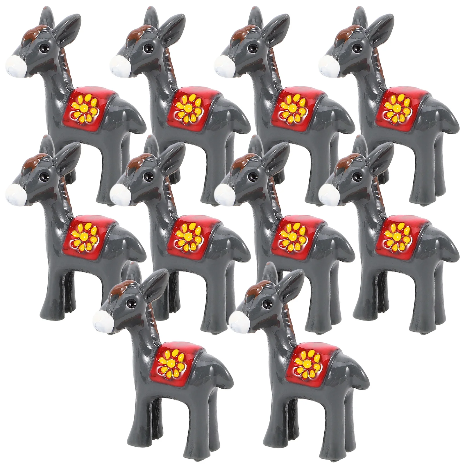 

10 Pcs Miniature Donkey nament Resin Donkey Figurine Cute Mini Donkey Statues Garden Adornment Wedding Decoration Small Animal