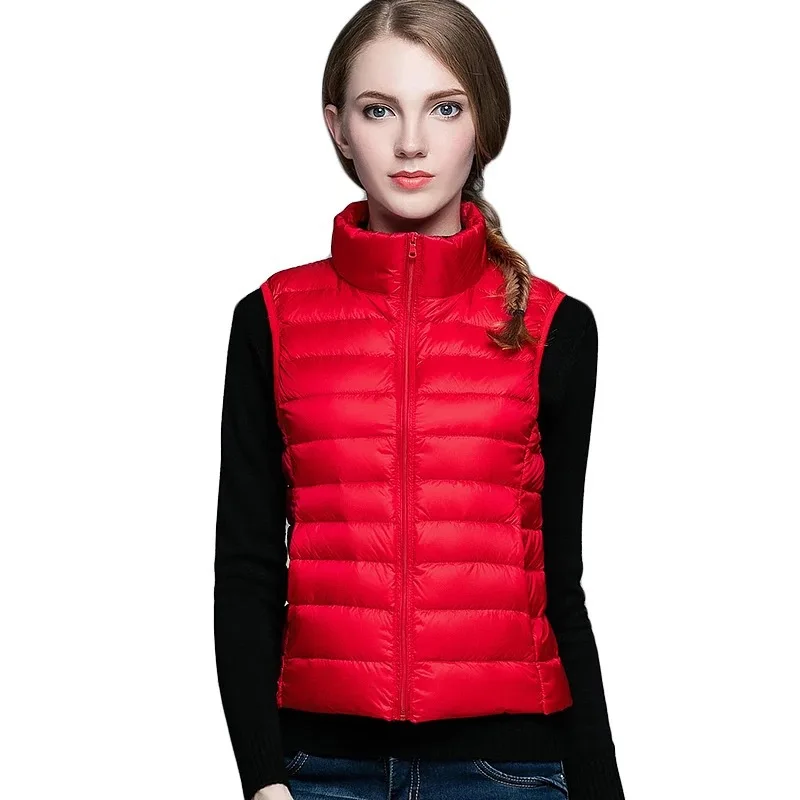 Autumn and Winter New Women's Down Vest Elegant Women's Collar Casual Lightweight Short Waistcoat Vest Liner Down Jacket