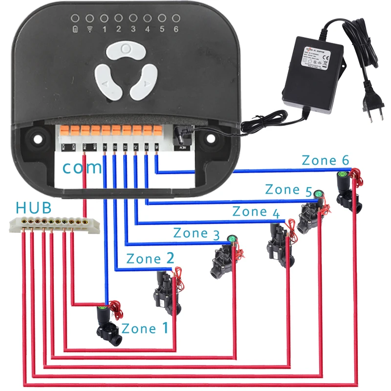 WiFi Smart Indoor 4 Station WiFi Sprinkler  System Irrigation Controller Water TimerCompatible with Alexa Google Tuya