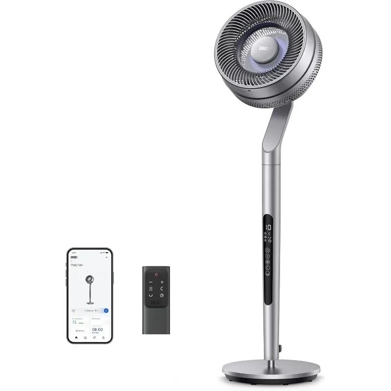 

Dreo Pedestal Fan with Smart Control, Adjustable Height,Quiet Fans for Bedroom, Directional Oscillating Fan