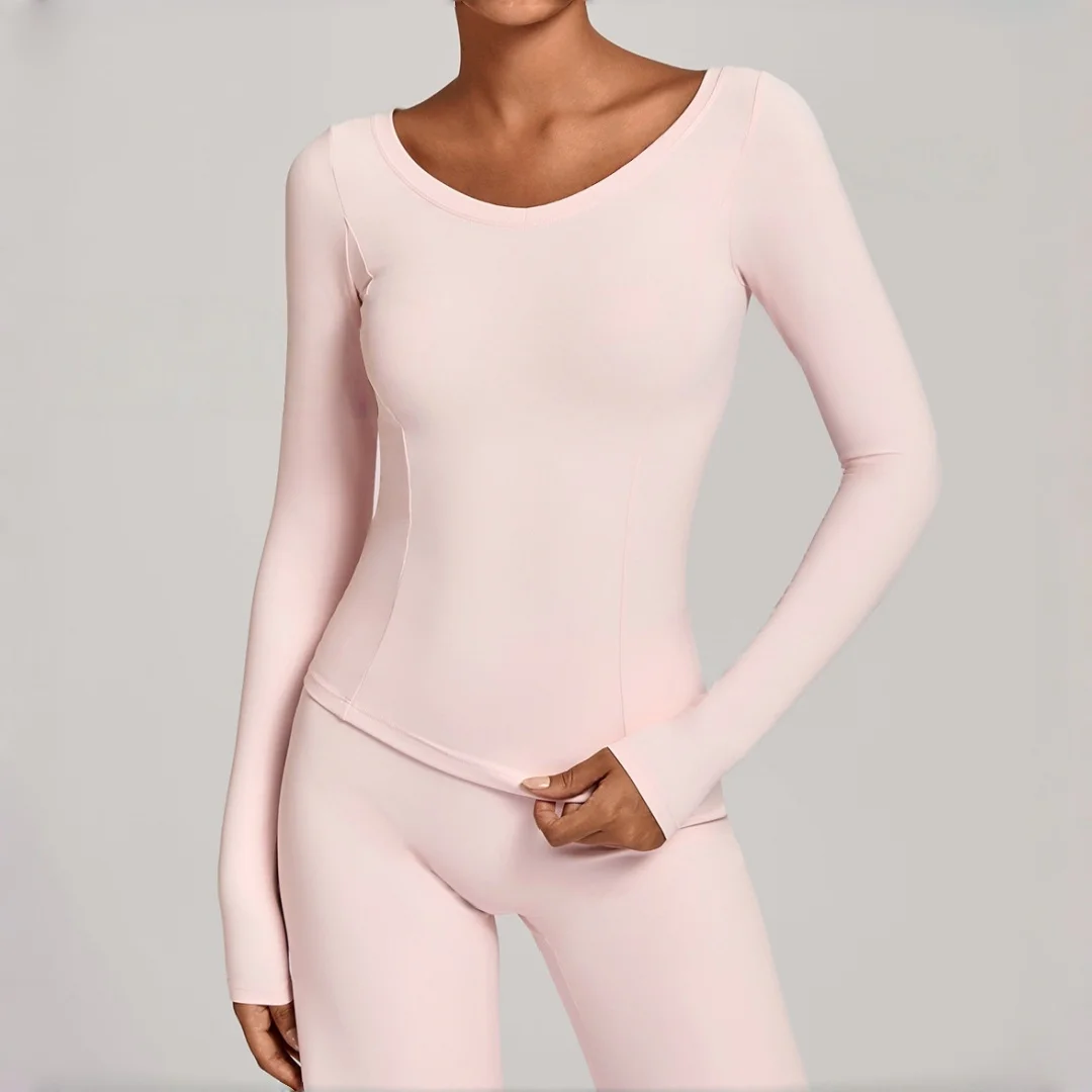 

Women's Autumn Winter V-Neck Sports Long Sleeve Yoga Tops Outdoor Casual Running Sports Fitness Workout Gym Sports T-Shirt