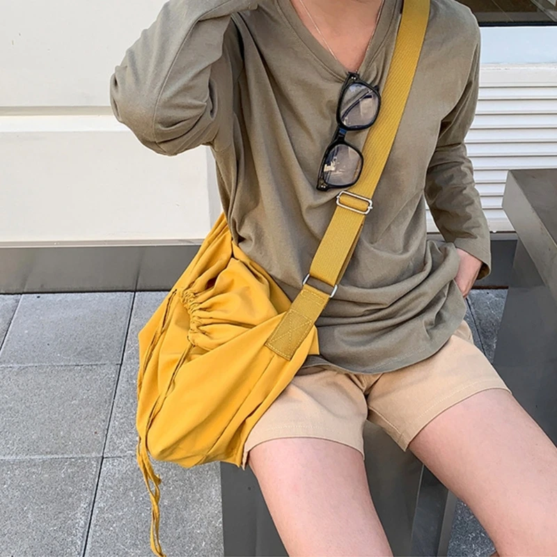 Large Capacity Bag for Women Nylon Tote Bag All-matching Shoulder Bag Drawstring Crossbody Bag Shopping Bag