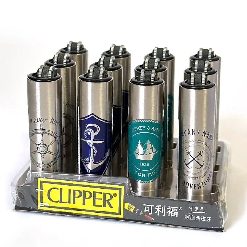 

2025 Clipper nylon explosion-proof portable grinding wheel inflatable metal butane gas lighter smoking ignition tools wholesale