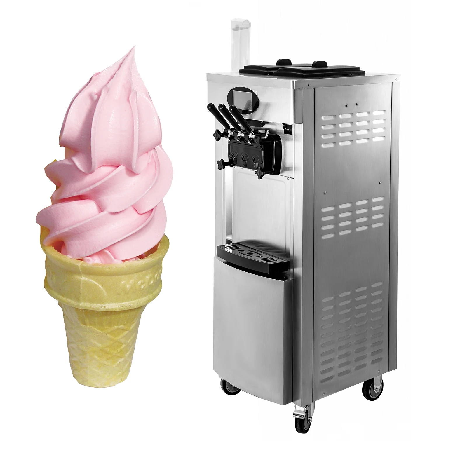 

Vertical Soft Ice Cream Machine With GMCC Double Compressors And LCD Touch Screen Commercial Ice Cream Maker With 2+1 Flavors