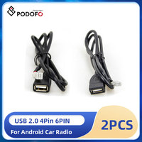 Podofo USB2.0 4Pin 6PIN USB Adapter Android Car Radio Data Charge Cable Adapter For Ford Toyota Nissan Volkswagen Skoda Lada