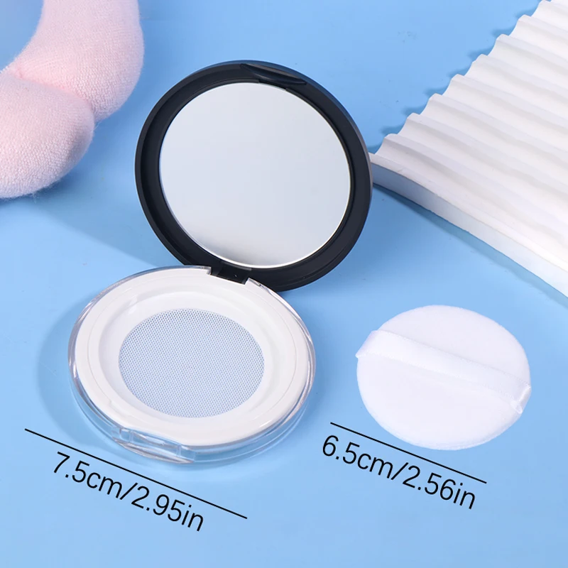 Pote recarregável de maquiagem cosmética, 5g, mini malha elástica ultrafina com espelho, portátil, embalagem de pó solto, caixa vazia