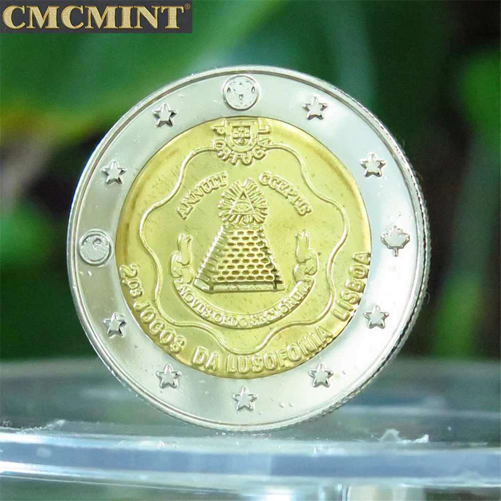 Hot Sale Product Bi Metal New World Order Amero Alex Jones Round Euro Commemorative Coin Brass Challenge Coin