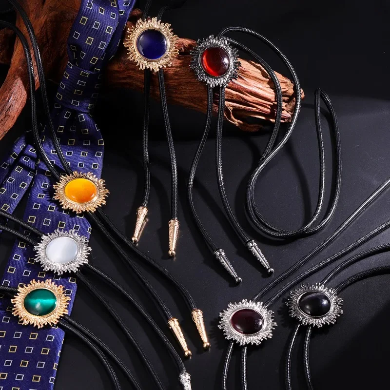 

Rretro Sun Rhinestone Bolo Tie for Women Men Handmade Western Cowboy Necktie Suit Shirt Bowtie Fashion Jewelry Accessories