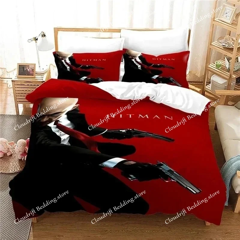 Game Hitman Killer Bedding Set Boys Girls Twin Queen Size Duvet Cover Pillowcase Bed Kids Adult Fashion Home Textileextile