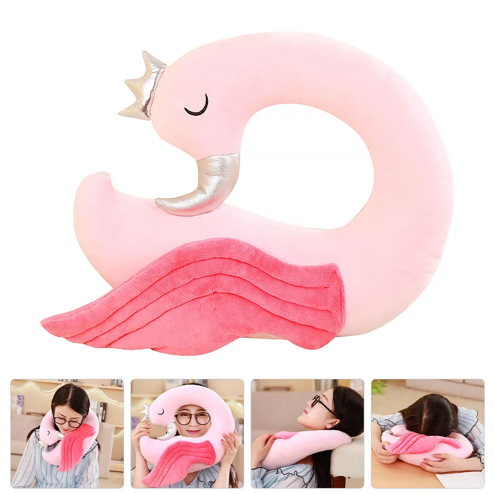 

Flamingo Shape Neck Pillow Soft Comfortable Cervical Support Travel Sleeping Pillow for Car Airplane Nap Portable
