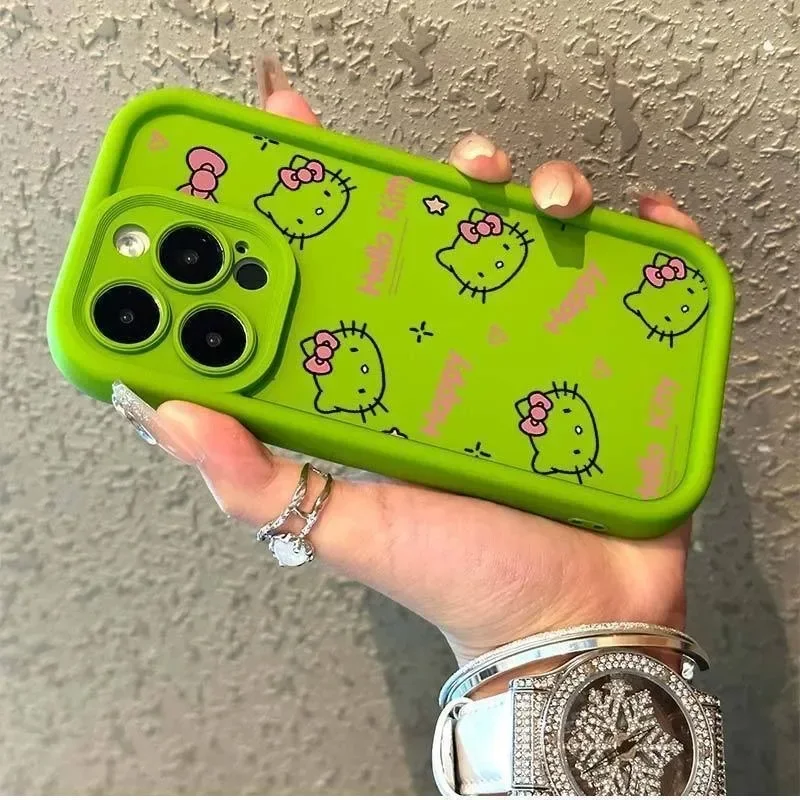 Sanrio Hello Kitty Plain Multistep TPU Soft Phone Case for IPhone 13 Mini 12 Pro 14 Plus 15 Pro Max 11 7 8 Plus X XS Max XR SE