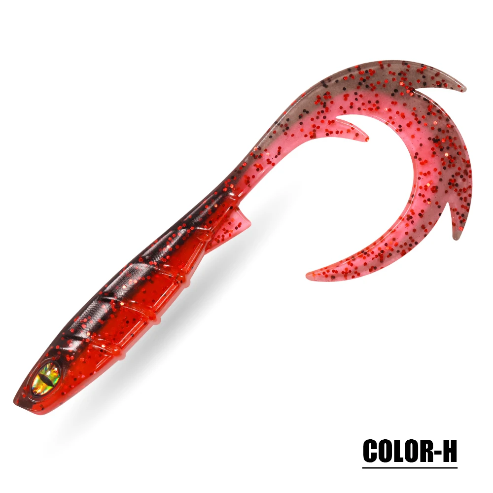 Spinpoler 3D-Augen-Angelköder, 9,5 cm, Softbait, gewellter Schwanz, Köderfisch, Rippenkörper für Zander, Hecht, raubere Fische, Spinning-Jigging-Gerät