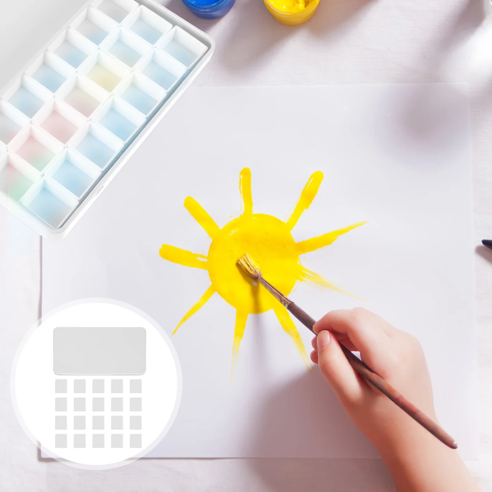 1 set di scomparti vuoti in latta per acquerello, scatola dei colori per artista, studente, custodia in ferro, tavolozza portatile per pittura ad acquerello