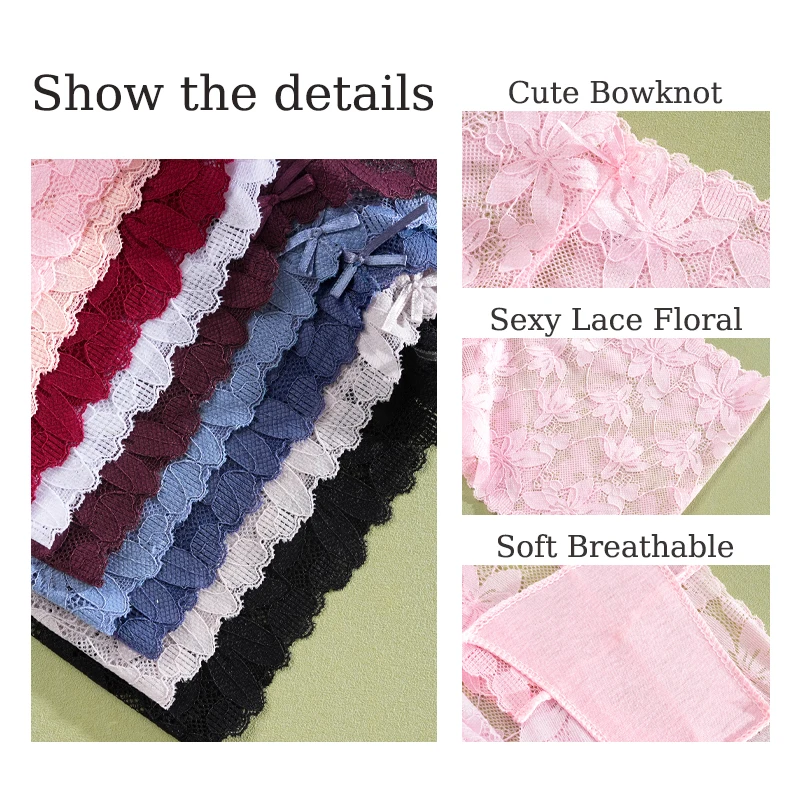 6 قطعة/المجموعة مثير الدانتيل منظور زهرة بويشورت بلون عالية الخصر سراويل جوفاء الإناث تنفس شفافة سراويل بوكسر #5