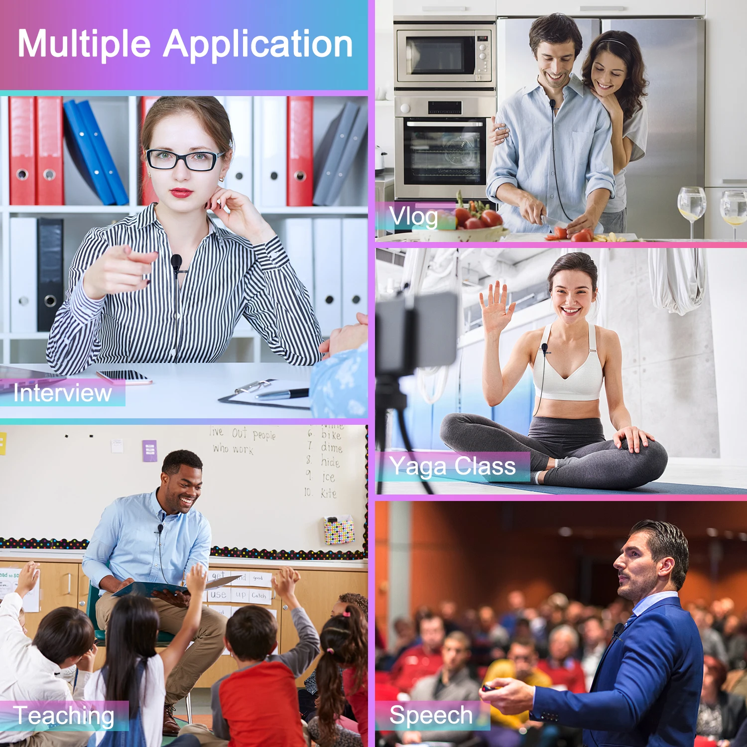 KIMAFUN 2.4G Wireless Mini Microphone Lavalier Lapel Mic Auto Paired Tie Clip Mic for Studio Recording,Vocals Voice Over,YouTube