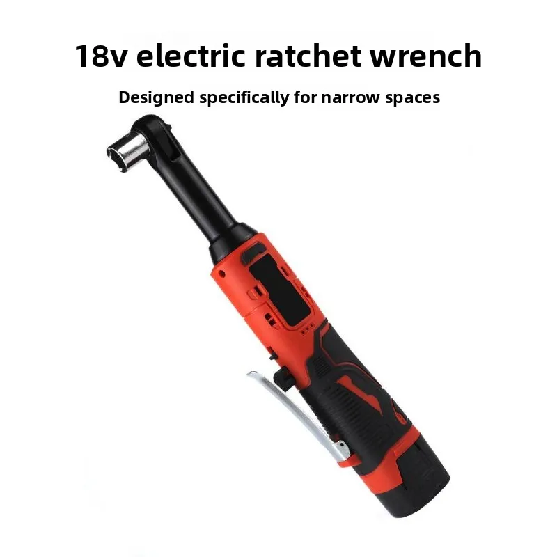 Extended 18V Electric Ratchet Wrench Rechargeable 90-degree Right Angle High Torque Lithium Battery Auto Repair Special Tool Set