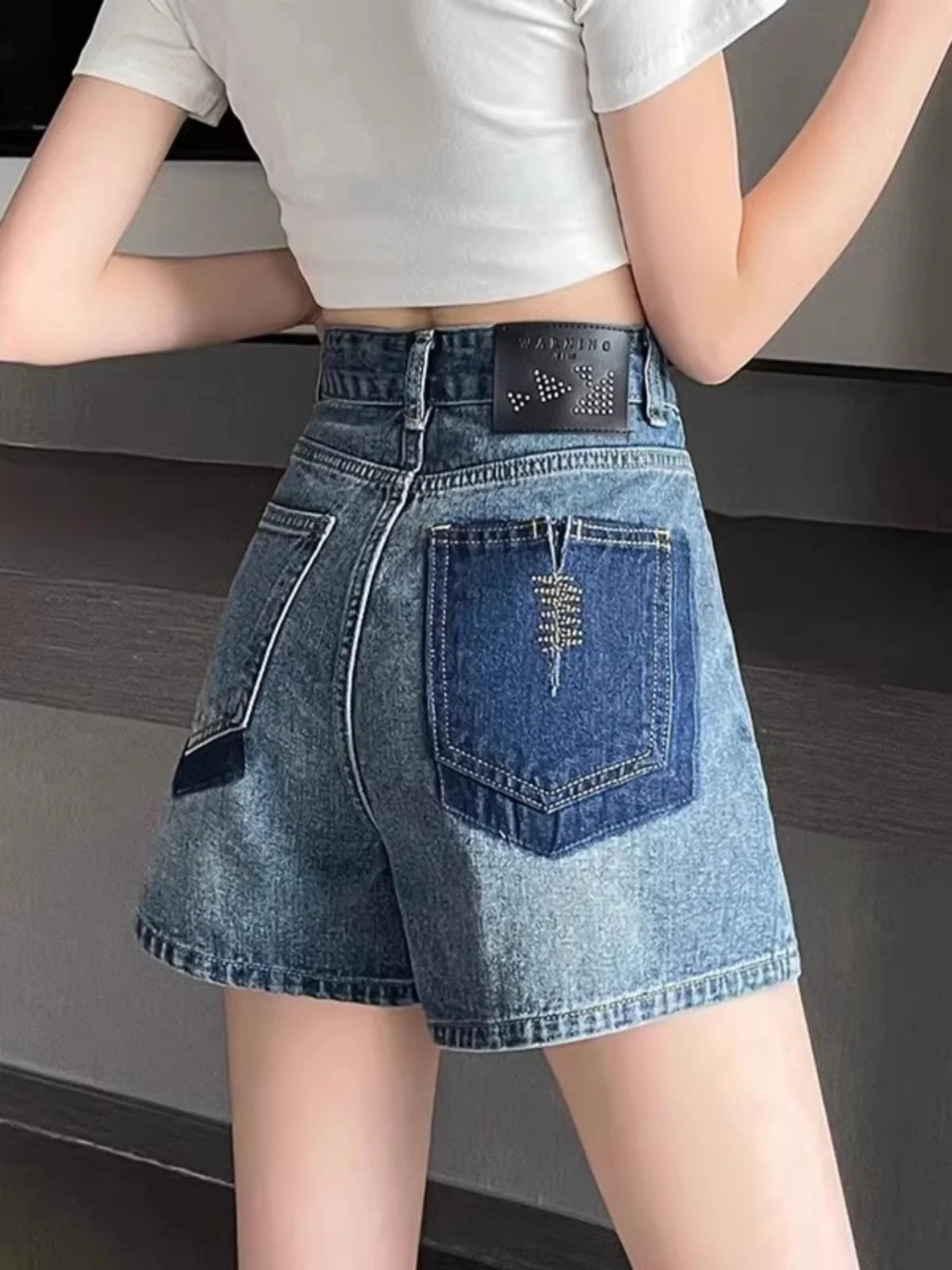 

Summer Thin High Waist Denim orts Women's plus Size ket Color Blo Design Slimming Hot Pants Blue Zipper Closure