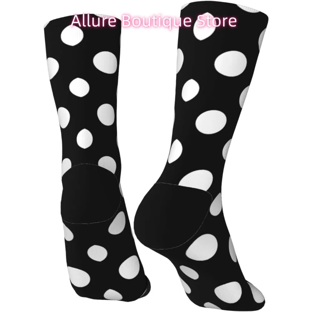 검정색 위에 흰색 물방울 무늬 참신한 승무원 양말 프린트 남녀공용 선물 남성 여성