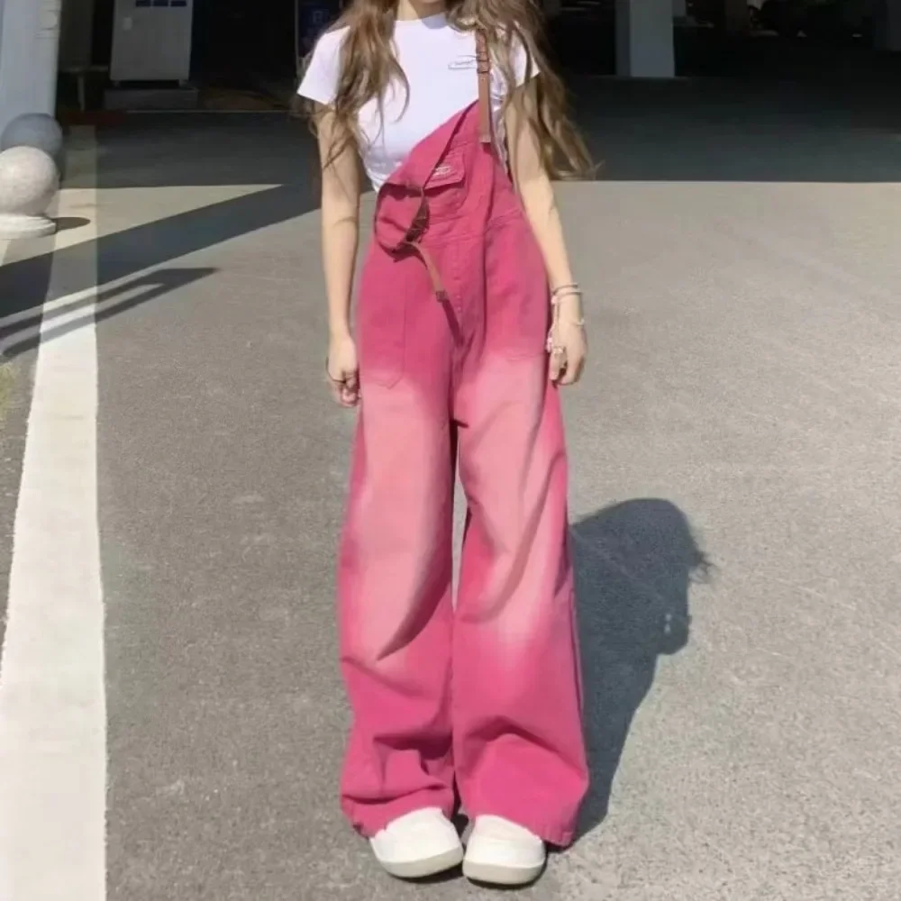 

Женские комбинезоны Джинсовая уличная одежда Универсальные простые градиентные шикарные летние длинные корейские стильные студенческие модные винтажные девичьи комбинезоны