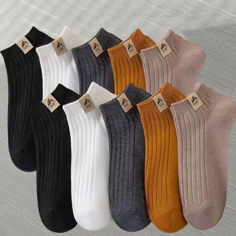 

5 Pairs Neutral Simple Men Women Boat Socks Fashionable Versatile Comfortable Breathable Sweat Absorbing Casual Socks