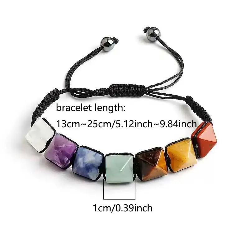 1pc 7 Chakra Treatment Crystal Men Bracelet Yoga Stone Adjustable Beads Bracelet Meditation Relaxation Anxiety Women's Bracele