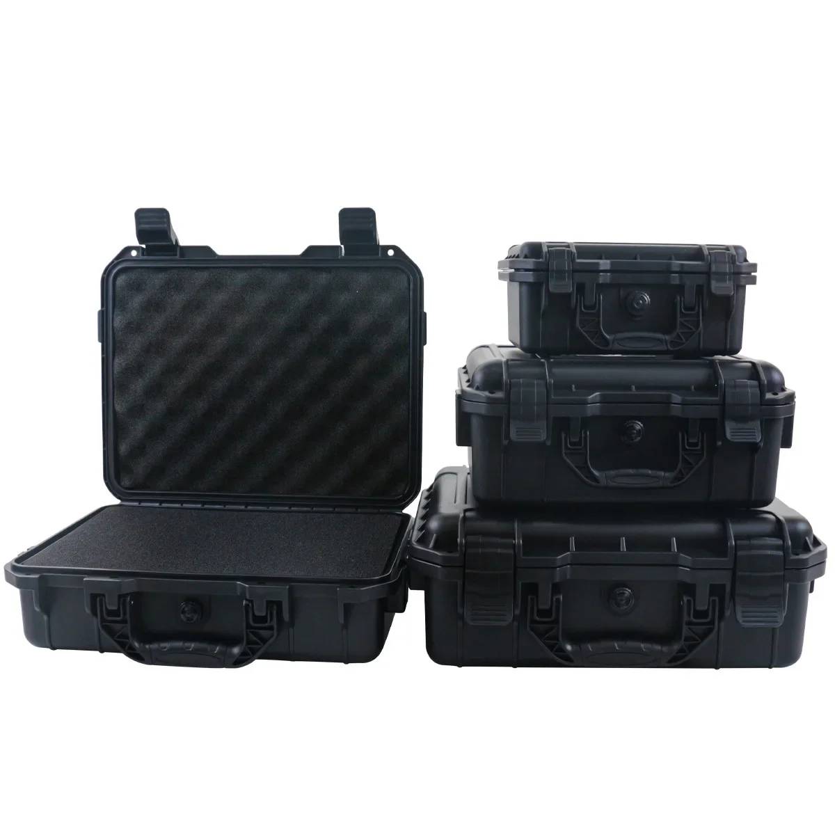 1 Stück stoßfester, wasserdichter Werkzeugkoffer mit vorgeschnittenem Schaumstoff, tragbarer Sicherheits-Aufbewahrungs-Organizer für Hardware. – Detail 5