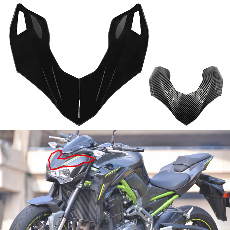 Z900 Upper Front Headlight Fairing Beak Nose Cone Extension Cowl Winglet Wing Cover Fit For Kawasaki Z 900 2017 2018 2019 Carbon