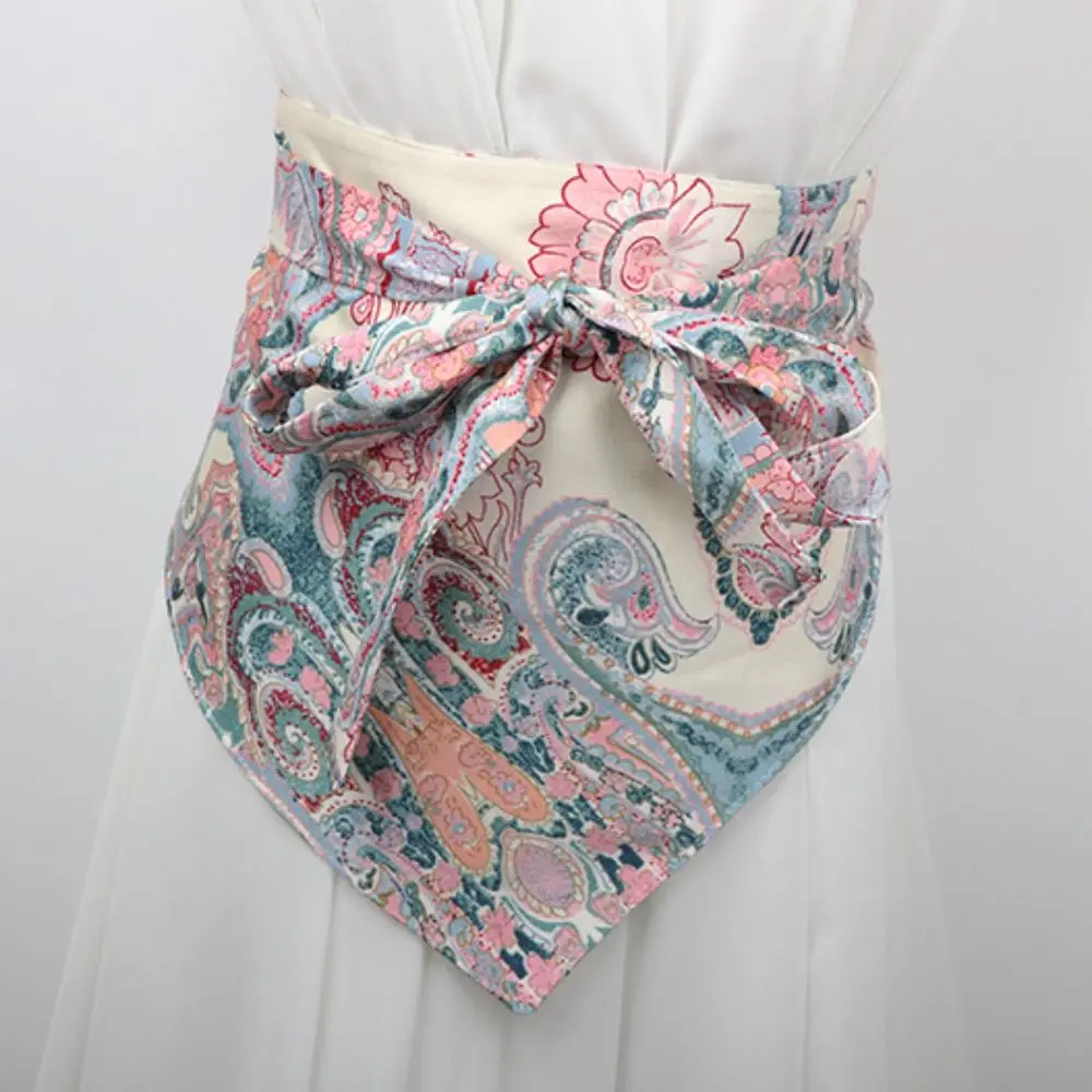 Chinese Style Ethnic Triangular Waistband Embroidered Printing Jeans Decor Floral Triangular Belt Exquisite Tassel